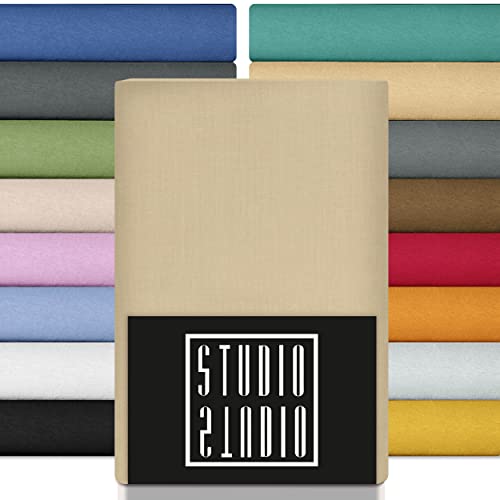 STUDIO Basic S&aacute;bana Bajera Ajustable 200x200, 100% algod&oacute;n Peinado, Oeko-Tex 100, Calidad de...