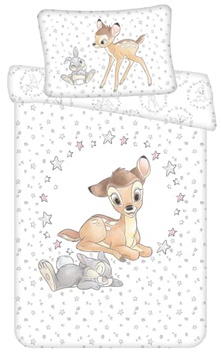 JFabrics, Bambi - Juego de ropa de cama para bebé (100 x 135 cm + 40 x 60 cm, 100% algodón),...