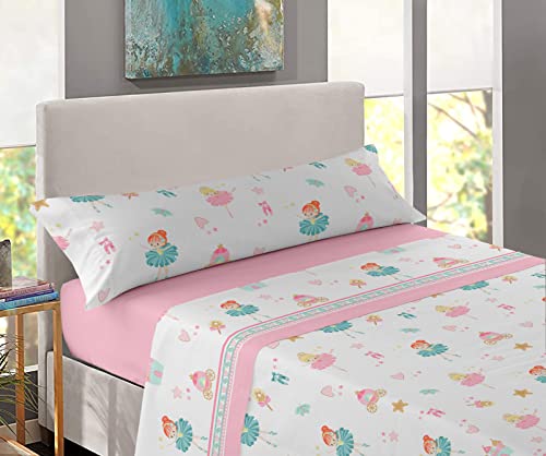 HARADECO S&aacute;banas Infantil Cama 90 Microfibra, Juego de S&aacute;banas de 3 Piezas Estampadas Bailarina...
