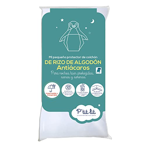 P'tit Lit - Protector Colchón Bebé Antiácaros | Protector de colchón impermeable 70x140 cm |...