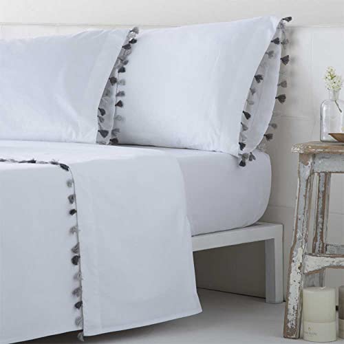 COTTON ARTean Juego de sabanas EGA Blanco Cama de 160 x 190/200. 100% ALGOD&Oacute;N PERCAL 200 Hilos...