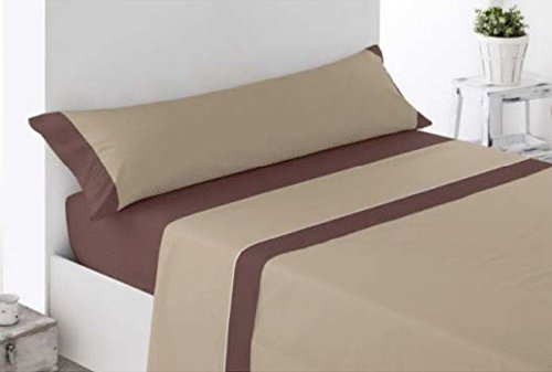 Confort Home M.T Juego S&Aacute;BANAS DE Verano Lisas (3 Piezas) (105_x_200_cm, Beige/Chocolate)