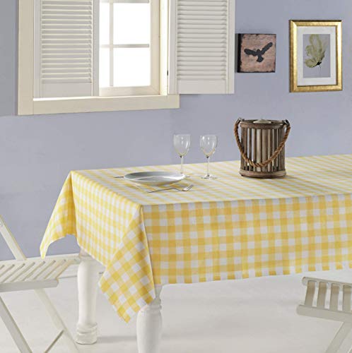 ElfRoutes Mantel Cuadros Vichy - Mantel Cocina - Mantel de Tela - Mantel%100 Algodon (Amarillo, 155...