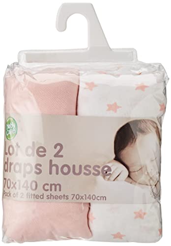 Babycalin - Set de 2 sábanas bajeras, Rosa + Estrella 70x140x17 cm