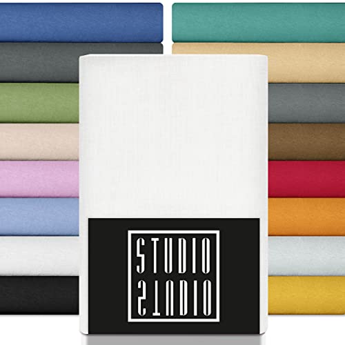 STUDIO Basic Sábana Bajera Ajustable 120x200, 100% algodón Peinado, Oeko-Tex 100, Calidad de...