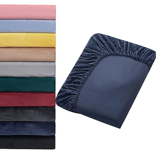 Soifox Sábana bajera ajustable de punto cálido, 140 x 200 cm hasta 160 x 200 cm, forro polar de...