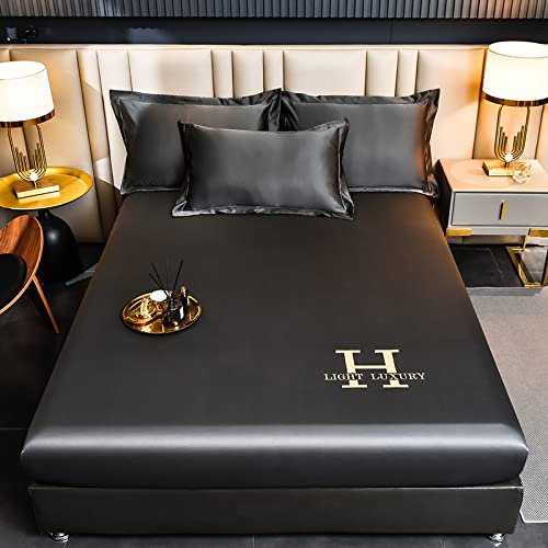 JIANINGHOME Ropa de cama para las cuatro estaciones 120 x 200, sábana bajera de seda satinada de...