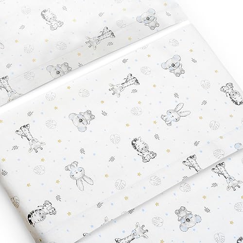 Bebe Juego De S&aacute;banas Franela Conjunto 3 Pcs Minicuna 50x80 100% Algod&oacute;n Koala Blanco/Azul - Hecho...