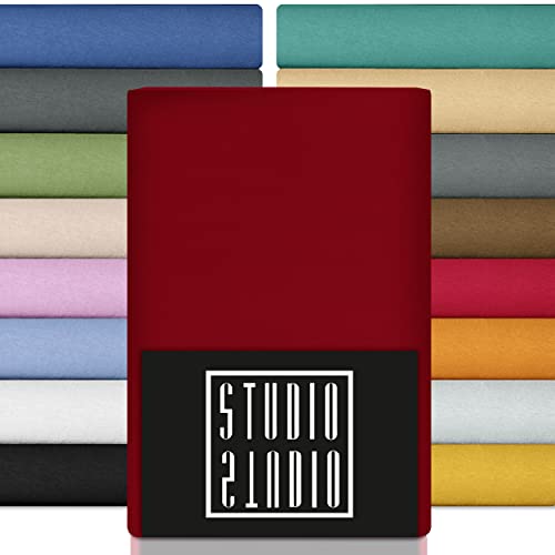 STUDIO Premium Sábana Bajera Ajustable 90-120 x 200-220 cm, Made in Green/EU, 97% algodón Peinado...