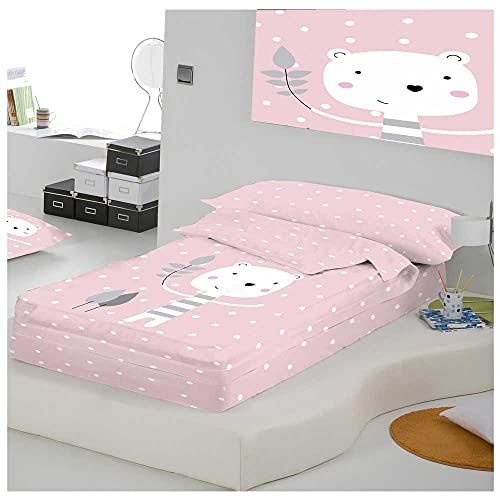 COTTON ARTean Saco nordico con Relleno Jorge Pink Cama 90 x 190. Saco Unido a la Bajera con...