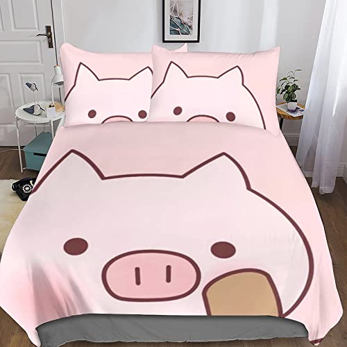 UKALOU Bonito Cerdito Conjunto De Sábanas De Microfibra, Estampadas En 3D - Juego De Funda Nórdica...