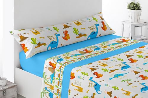DESING Confort: Cama 90 Juego Sábanas 3 Piezas Infantil (CERDITOS) (Celeste-Agua, 90X190/200cm)