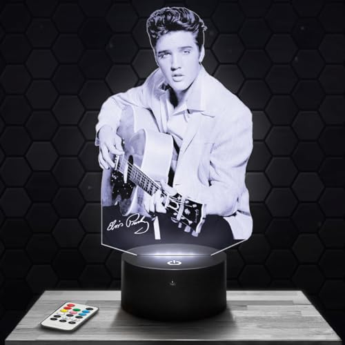 L&aacute;mpara de mesilla de noche, luz nocturna t&aacute;ctil Elvis P. l&aacute;mpara LED ilusi&oacute;n 3D, idea de regalo...