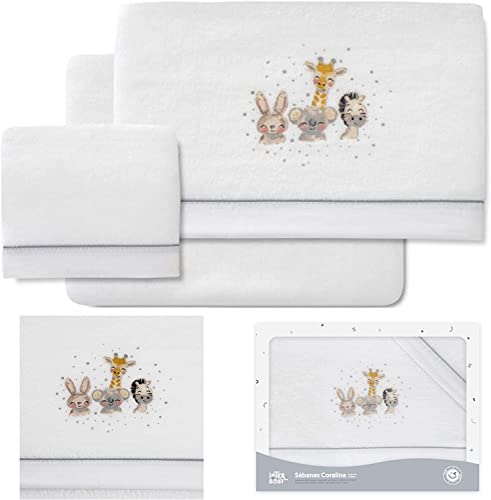 mibebestore Sabanas de Invierno CORALINA Extrasuave MINICUNA 50x80 - (Bajera+encimera+Funda...