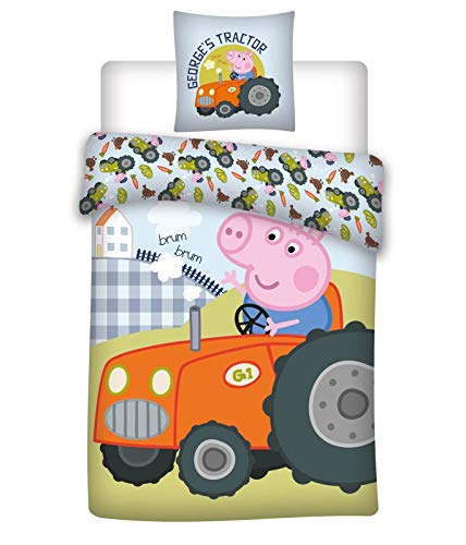 AYMAX S.P.R.L. Juego de Cama Peppa Pig para ni&ntilde;os, Funda n&oacute;rdica George 135 x 200 cm y Funda de...