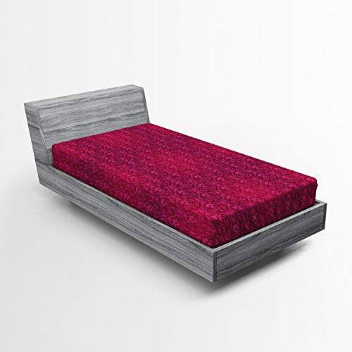 ABAKUHAUS Magenta S&aacute;bana Elastizada, Monocromo Flores, Suave Tela Decorativa Estampada El&aacute;stico en...