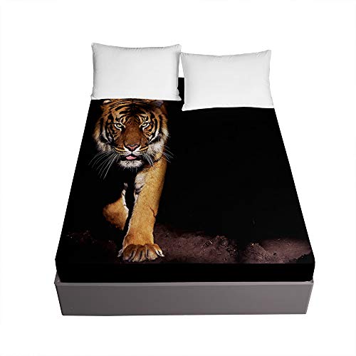 S&aacute;bana Bajera Ajustable Colchones Decorativa, Chickwin Microfibra 3D Tigre Impresi&oacute;n Suave C&oacute;moda...