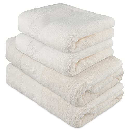 ATEN Homeware Juego de 4 Toallas de ba&ntilde;o y de Mano de algod&oacute;n Egipcio, 600 g/m&sup2;, Toallas de ba&ntilde;o...