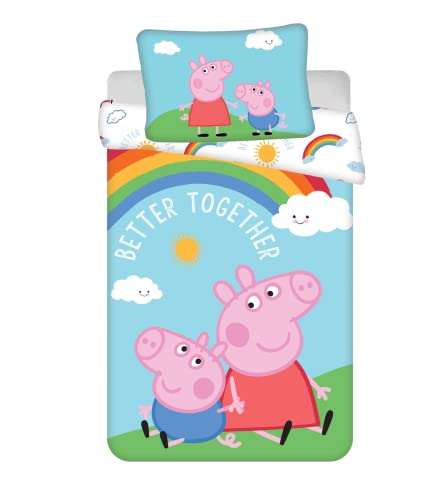 Jerry Fabrics F - Juego de funda n&oacute;rdica - Peppa Pig - 2 piezas - Ni&ntilde;o - Funda n&oacute;rdica -...
