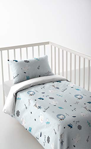 HACIENDO EL INDIO Be Brave, Algod&oacute;n, Blanco, Azul, Funda n&oacute;rdica de 115 x 145 cm + 1 Funda de...