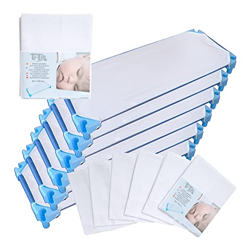 Ti TIN | Pack de 6 Sábanas Bajeras para Cuna Apilable de Guardería | Lote de 6 Sábanas Bajeras...
