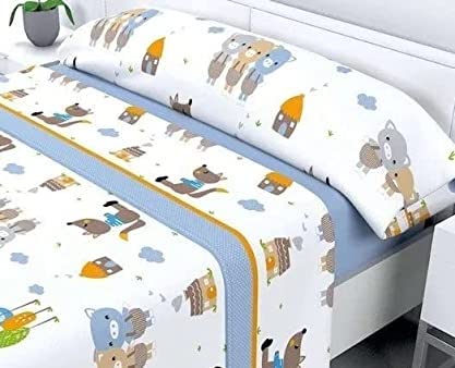 LAS TELAS ... Juego de Sábanas De Invierno Coralina Los Tres Cerditos (Cama 105)