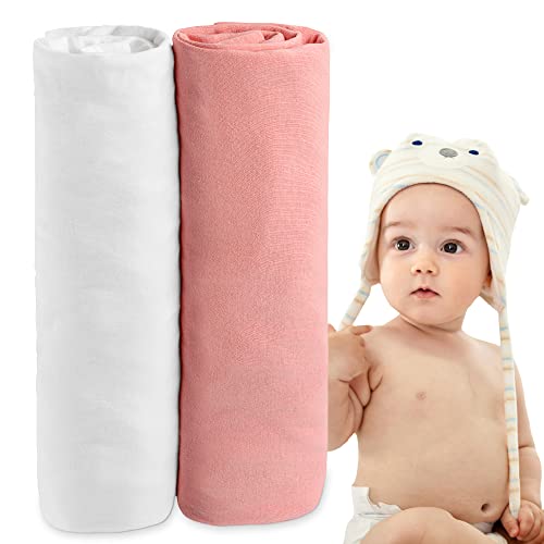 Dreamzie Juego de 2 Sabanas Cuna 60x120 Algodon Ajustables - Oeko Tex Certificado - Blanco Y Rosa -...