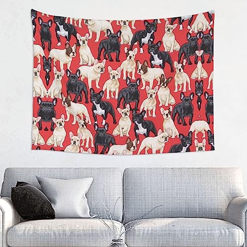 UNIOND Tapiz impreso con dise&ntilde;o de bulldogs franceses para colgar en la pared, decoraci&oacute;n de pared...