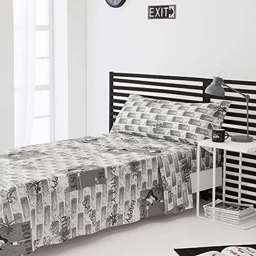 COTTON ARTean Juego de sabanas Infantil Gris Rock 50% ALGOD&Oacute;N 50% POLI&Eacute;STER Multicolor Cama de 90...