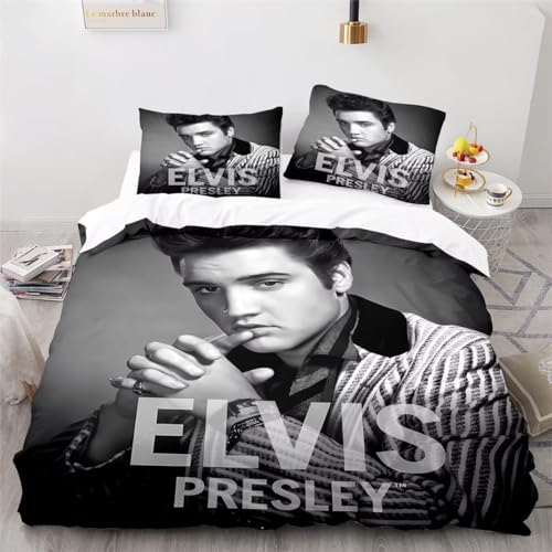Shaari Elvis Presley Fundas N&oacute;rdicas Cama 90 de 3 Piezas - Fundas Poli&eacute;ster N&oacute;rdico 150x200cm con...