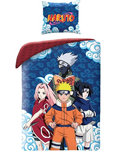 Halantex Naruto - Juego de Cama Funda N&oacute;rdica de 140 x 200 cm y Funda de Almohada de 70 x 90 cm...