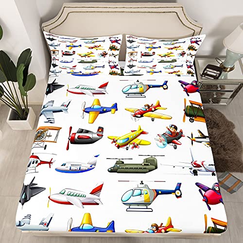 Juego de s&aacute;banas de aviones de dibujos animados para ni&ntilde;os y ni&ntilde;as, juego de s&aacute;banas de avi&oacute;n...