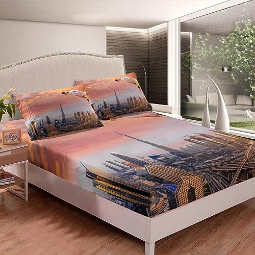 Sabanas 90x190 cm Infantil, 3D Nueva York S&aacute;bana Bajera de Microfibre Suave y C&oacute;moda Transpirable,...