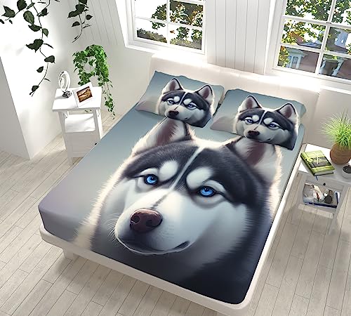 S&aacute;banas bajeras para ni&ntilde;os Juegos de Cama Estampados 180x200 cm Patr&oacute;N de Perro Husky Animal...