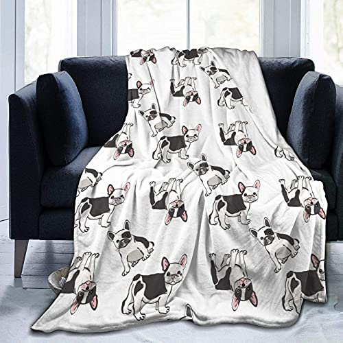 Bulldogs franceses Fondo Blanco Mantas de Lana de Franela, Mantas Suaves y c&aacute;lidas Colcha /...
