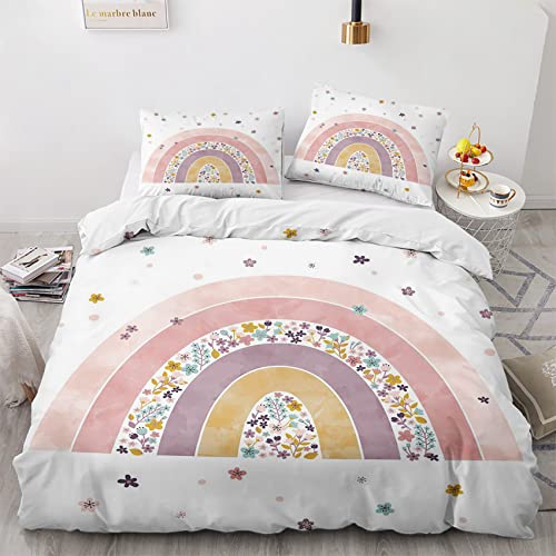 Funda N&oacute;rdica Cama 90 Arco&iacute;ris - Juego de Cama Ni&ntilde;a Bonita con Patr&oacute;n - Funda Nordica 135 x 200...