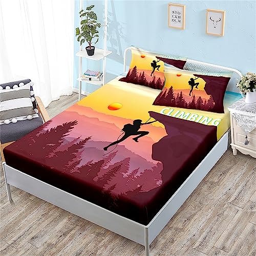 PatróN de Paisaje Abstracto Sábana Bajera 90x190 cm Ajustable Bolsillo Extra Profundo 30cm con...