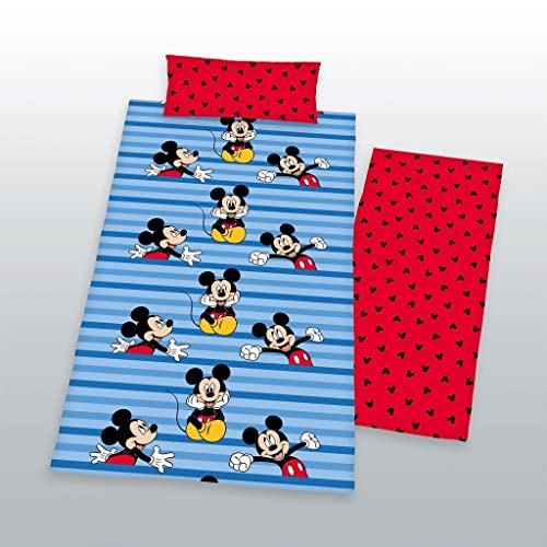 Juego s&aacute;banas Disney Mickey Mousse Verano 90 - 105 Cm (3 Piezas: Encimera, Bajera y Encimera) Rojo...