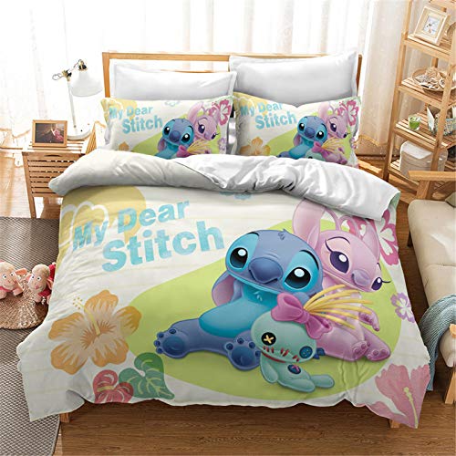 SMNVCKJ Stitch Juegos de ropa de cama con diseño en 3D, ropa de cama de 100 % microfibra gruesa y...