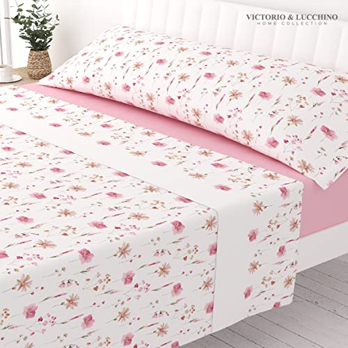 Victorio & Lucchino Juego de Sábanas Estampadas de Verano Algodón/Poliéster (Cama 90cm (1...