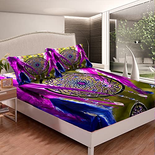 Juego de s&aacute;banas 3D atrapasue&ntilde;os Boho Dream Catcher Juego de Ropa de Cama para ni&ntilde;os y ni&ntilde;as y...