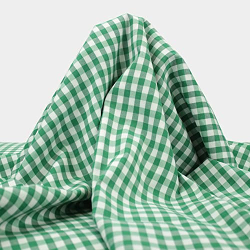 TELA DE VICHY DE CUADROS GRANDES DE ANCHO 160cm POR METRO (VERDE, 1)