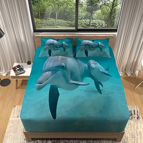 Sabanas Bajeras delf&iacute;n Marino Sabanas 135 x 190 Microfibra S&aacute;bana Ajustable El&aacute;stico en el Borde...