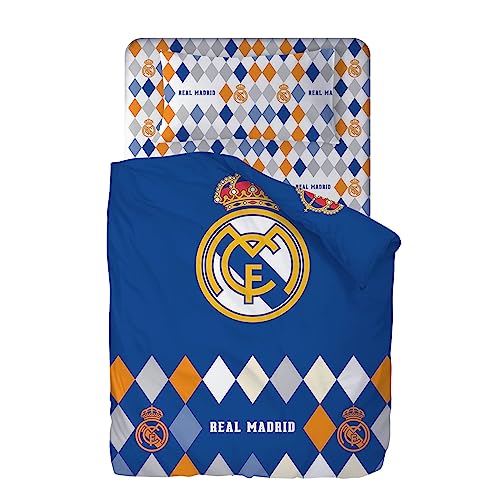 EL TORRAL DE BERROCAL Real Madrid CF - Sábanas Rombos Cama 105 cm. (3 Piezas)