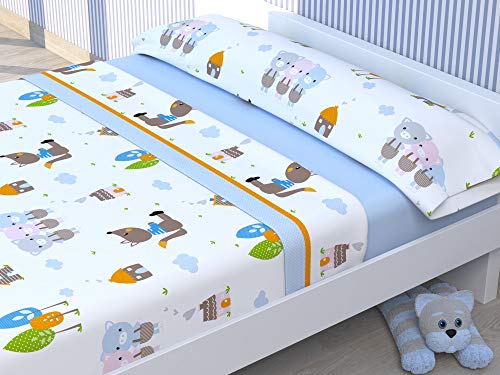 Cabello Textil Hogar - Juego de sabanas Infantiles con 3 Piezas Mod. Cerdito (Cama de 105 cm...