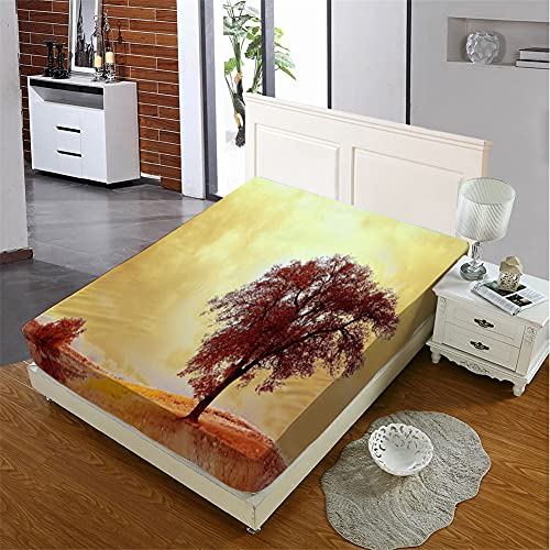 Oduo S&aacute;banas Bajeras Ajustables, &Aacute;rboles Estampado S&aacute;banas Ajustables Profundo 30cm - S&aacute;banas...