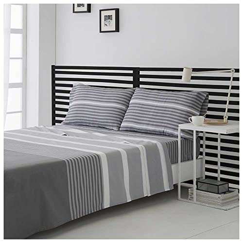 COTTON ARTean Juego de sabanas GAUNA Gris Cama de 160 x 190/200. 50% ALGOD&Oacute;N - 50% POLI&Eacute;STE