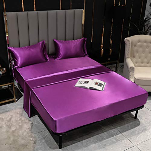 Seda Satinada Sábana Bajera Ajustable Colchones, Chickwin Poliéster Suave Cómoda Transpirable...