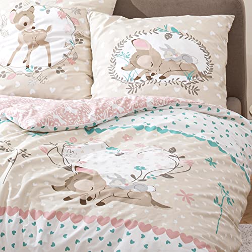 MTOnlinehandel Bambi Ropa de cama de 135 x 200 + 80 x 80 cm, ropa de cama para niñas 100 %...