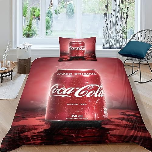 VOLDAX Coca - Cola Juego De S&aacute;banas Y Fundas N&oacute;rdicas Impresas En 3D Microfibra...